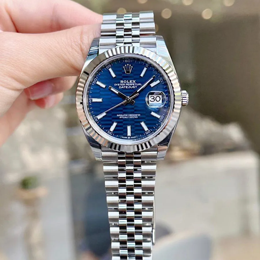 Rolex Steel Datejust 41mm Jubilee Blue Motif Men’s Watch 126334-0032 Silver Blue