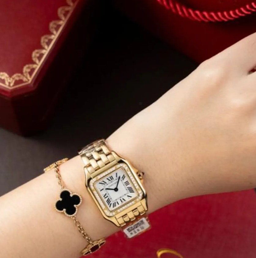 Cartier watch and strap White Panthere WJPN0015 27x37mm
