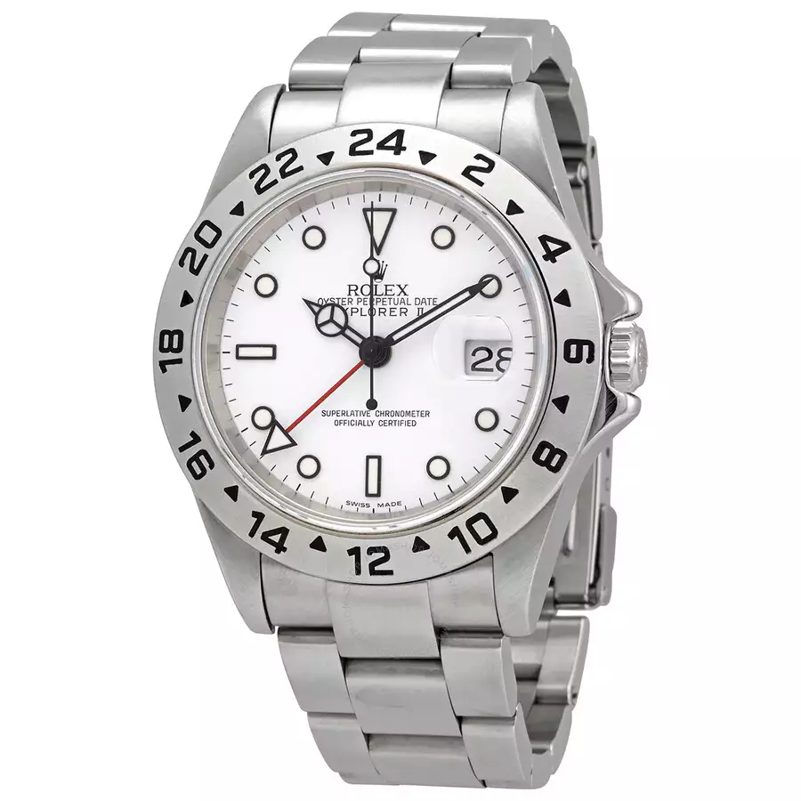 ROLEX  Pre-owned Explorer II White Dial Stainless Steel Oyster Bracelet Automatic Men’s Watch 16570WSO Item No. 16570-WSO