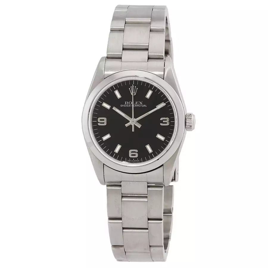 ROLEX  Oyster Perpetual Automatic Black Dial Ladies Watch Item No. 67480