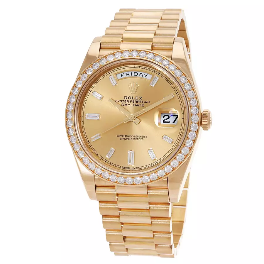 ROLEX  Oyster Perpetual Day-Date Champagne Diamond Dial 18K Yellow Gold Men’s Watch Item No. 228348CDP
