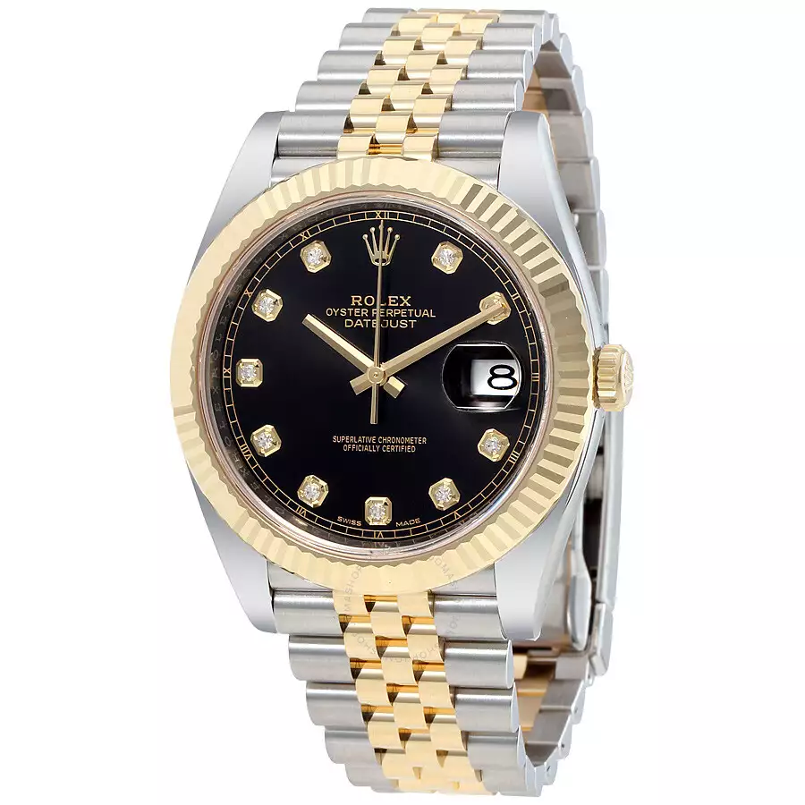 ROLEX  Datejust 41 Black Diamond Dial Stee and 18K Yellow Gold Jubilee Men’s Watch 12633BKDJ