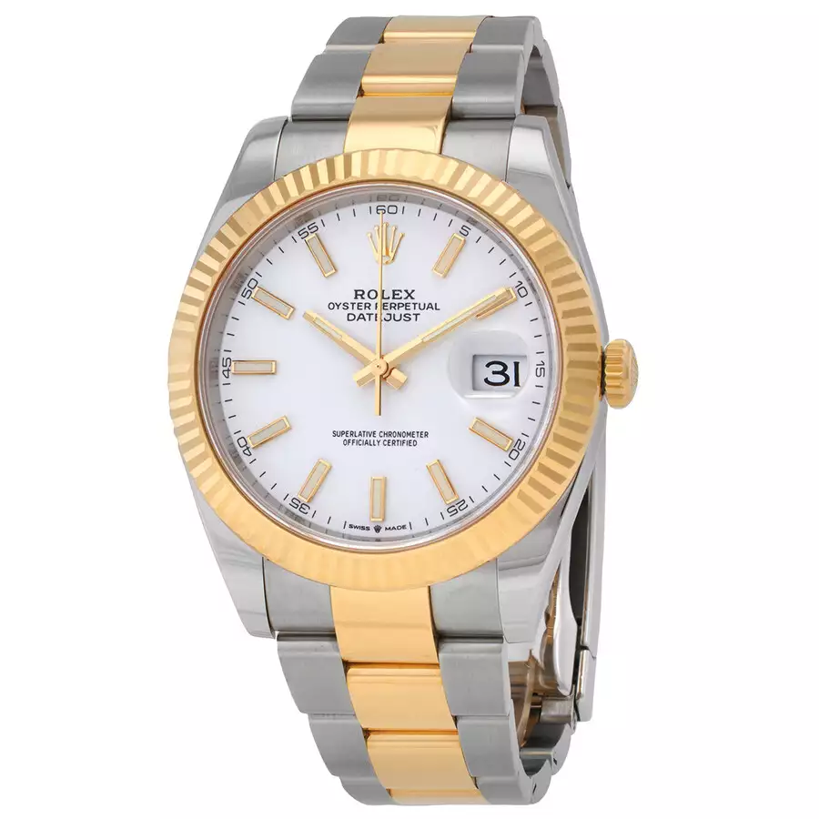 ROLEX  Datejust 41 White Dial Steel and 18K Yellow Gold Oyster Men’s Watch Item No. 126333WSO