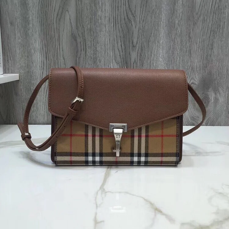 bb Small Vintage Check And Crossbody Bag Brown For Women, Women’s Bags 9in/24cm
