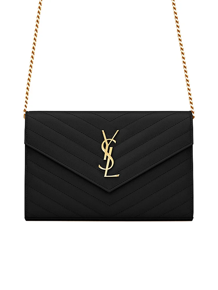 Y Cassandre Y Matelass Chain Wallet in Grain de Poudre Embossed Leather