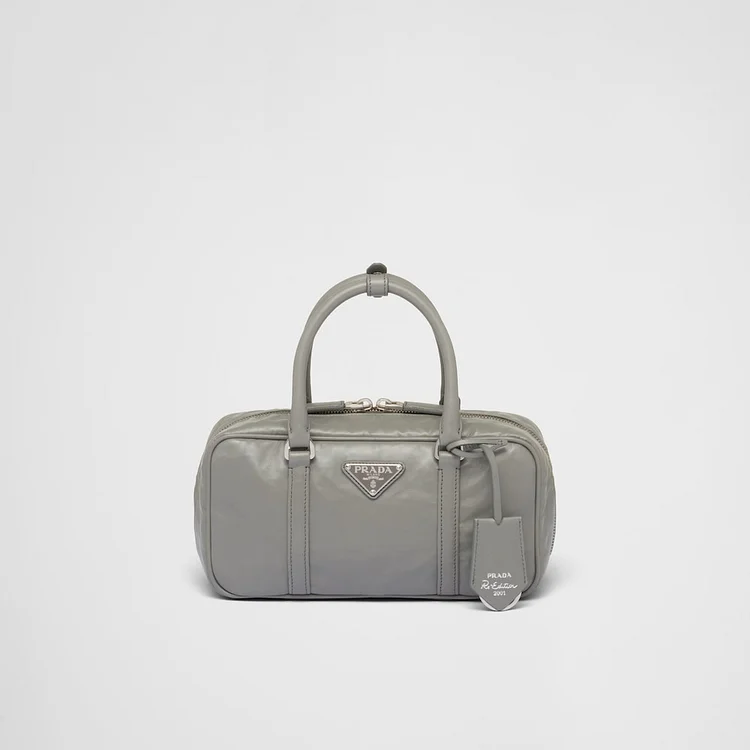 PP Small antique nappa leather top handle bag – Slate Gray