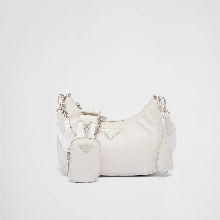 Padded nappa-leather PP Re-Edition shoulder bag – White