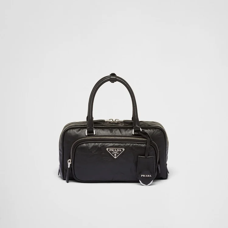 PP Antique nappa leather multi-pocket top-handle bag – Black