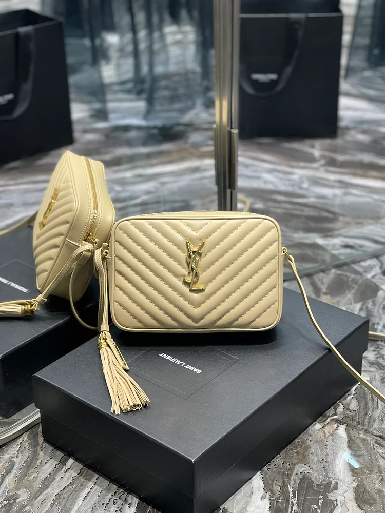 Y Lou Camera Bag Beige With Gold Toned Hardware