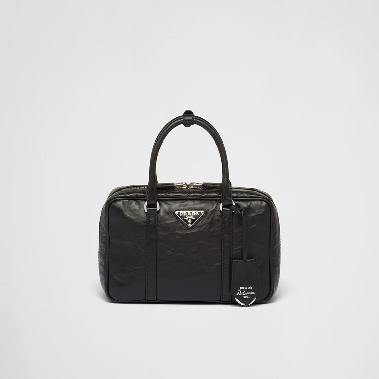 PP Medium antique nappa leather top handle bag – Black