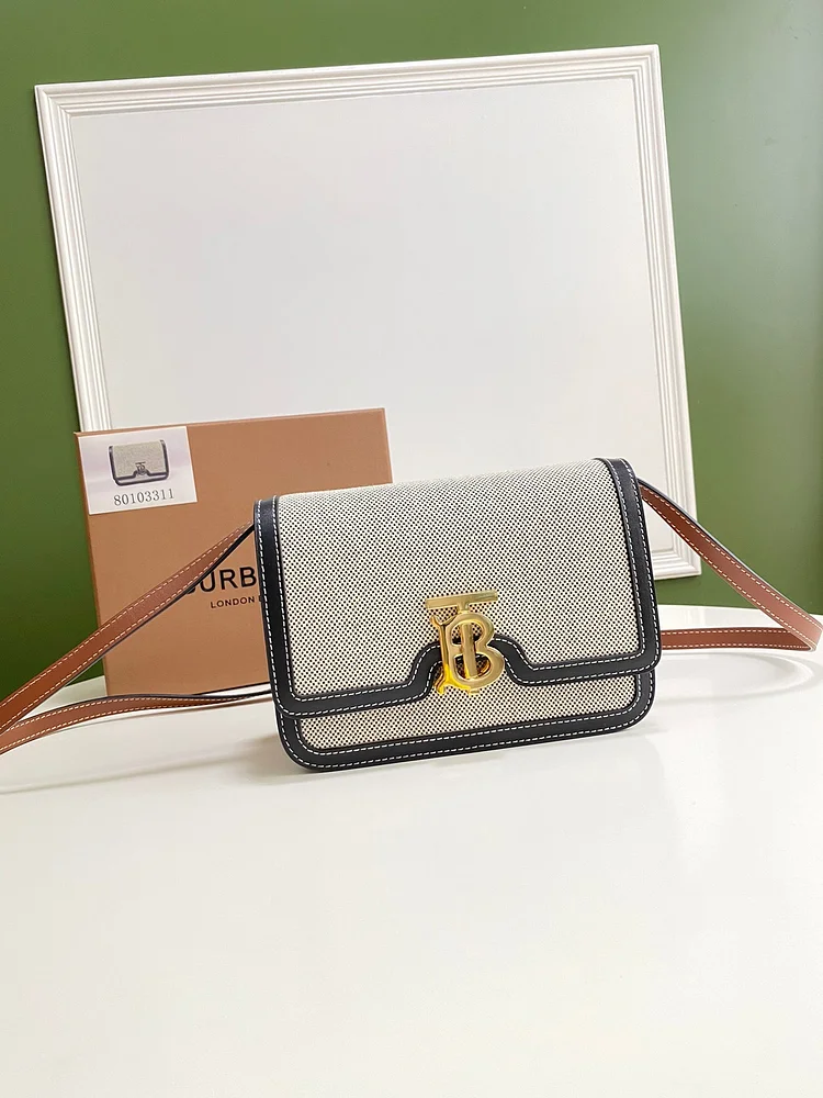 Bur Small Tri Tone Canvas Leather TB Bag