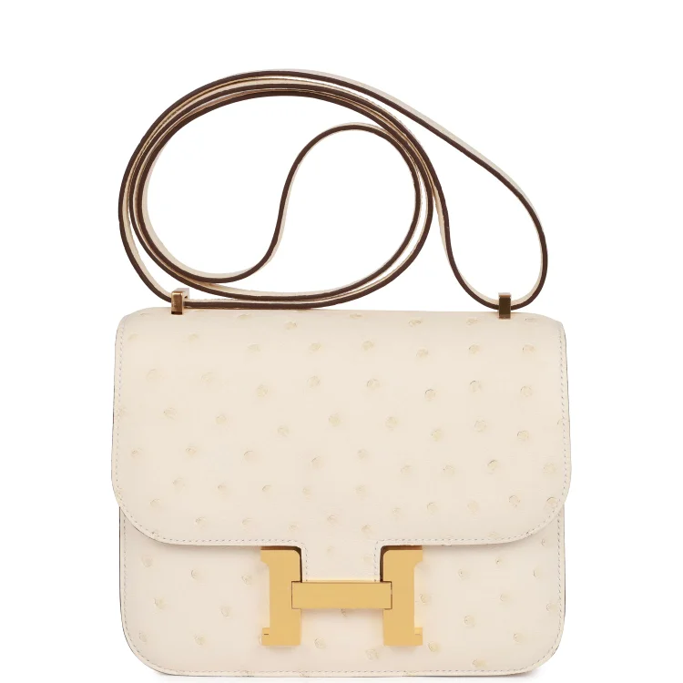H Constance 18 Nata Ostrich Gold Hardware