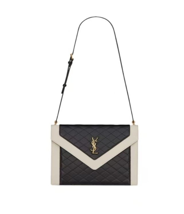 Y Gaby Satchel in Lambskin and Lamb Leather Black&White